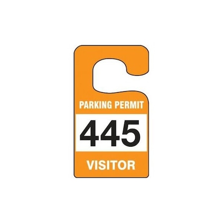 Accuform Parking Permit Tag, VISITOR Numbered 200-299, Red, 5in x 3in, Laminated PF-Cardstock, 100PK TNT274RDC